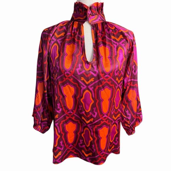 Vanitas Of California Blouse Womens Medium Colorful Top Maximalism Career - Picture 1 of 9